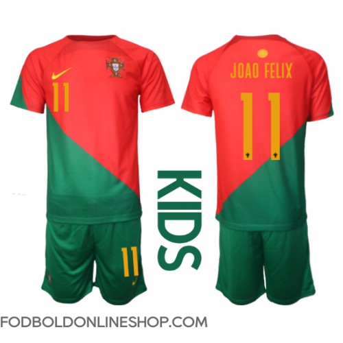 Portugal Joao Felix #11 Hjemme Trøje Børn VM 2022 Kortærmet (+ Korte bukser)